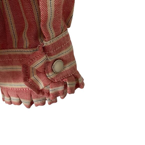 Wrangler 70s Vintage Red Cream Striped Western Shirt size small Ruffle Neck - Picture 5 of 8